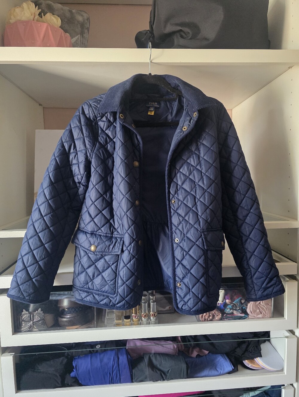 Polo by Ralph Lauren Girls Navy Quilted Pea Coat